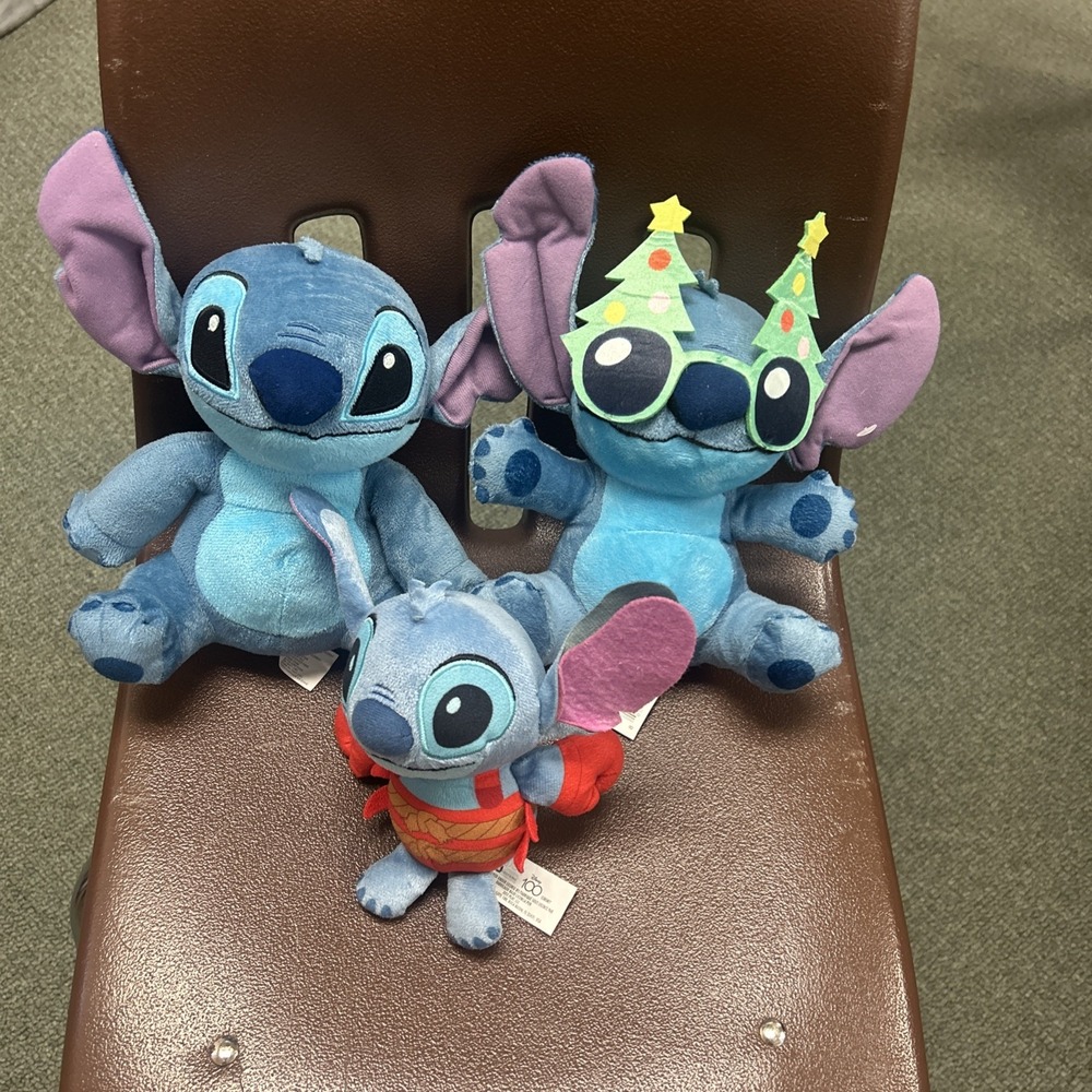 Lot Of 3 Small Lilo And Stitch Dolls Plush Stuffed Animal Theme 6" -8"